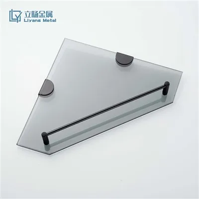 Prateleira de canto de vidro preto